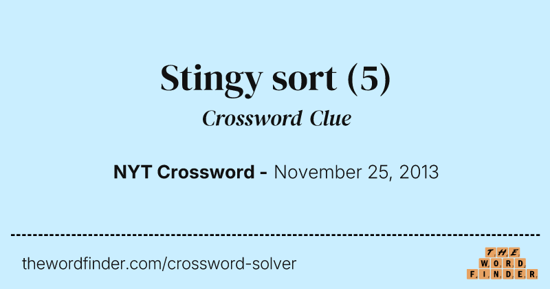 Stingy sort crossword clue image