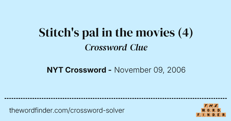 Stitch's pal in the movies crossword clue image