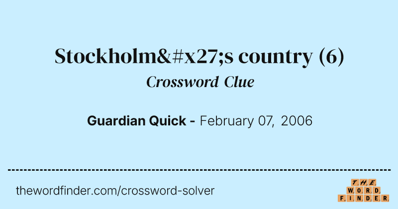 Stockholm's country crossword clue image