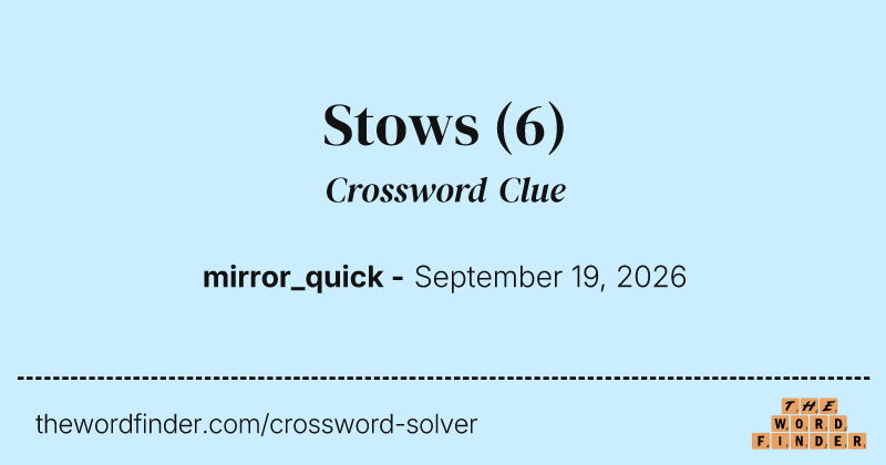 Stows crossword clue image