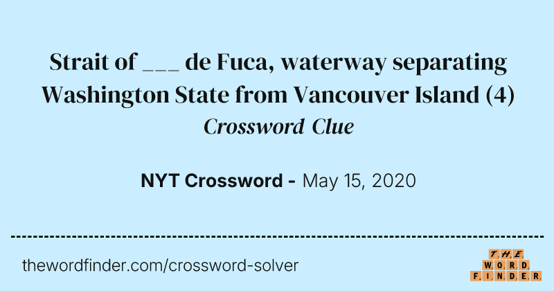 Strait of ___ de Fuca, waterway separating Washington State from Vancouver Island crossword clue image