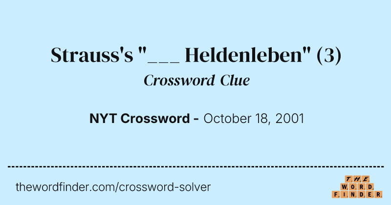 Strauss's "___ Heldenleben" crossword clue image