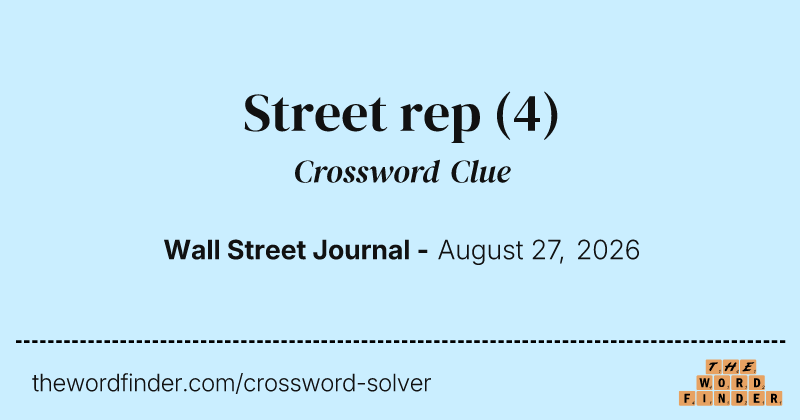 Street rep crossword clue image