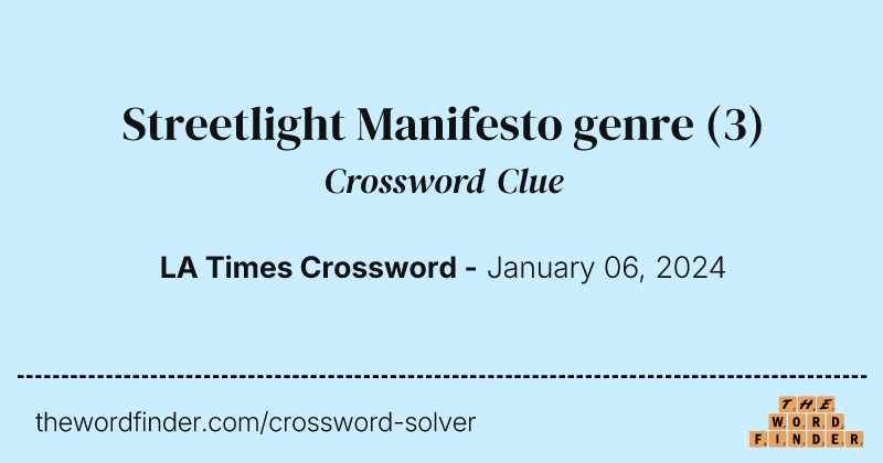 Streetlight Manifesto genre crossword clue image
