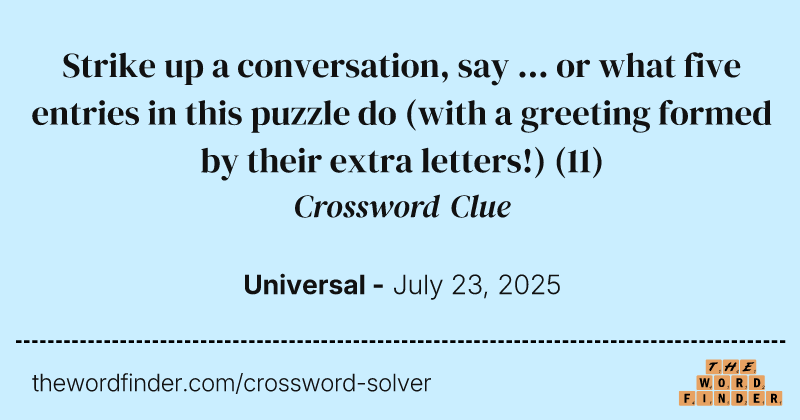 Strike up a conversation, say ... or what five entries in this puzzle do (with a greeting formed by their extra letters!) crossword clue image
