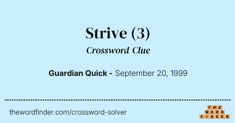 Strive crossword clue image