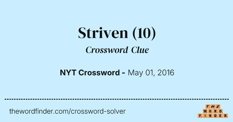 Striven crossword clue image