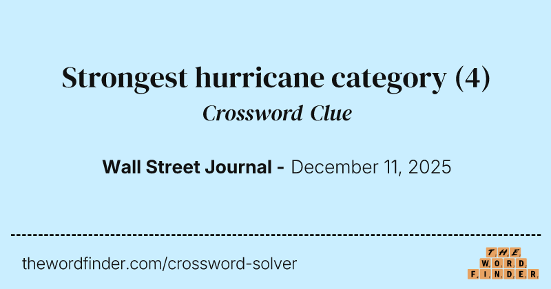 Strongest hurricane category crossword clue image