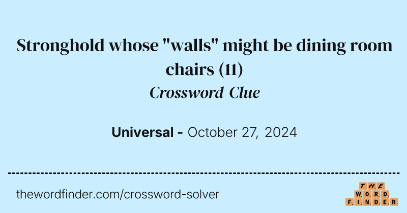 Stronghold whose "walls" might be dining room chairs crossword clue image
