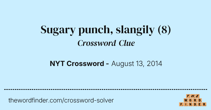 Sugary punch, slangily crossword clue image