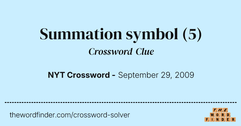 Summation symbol crossword clue image