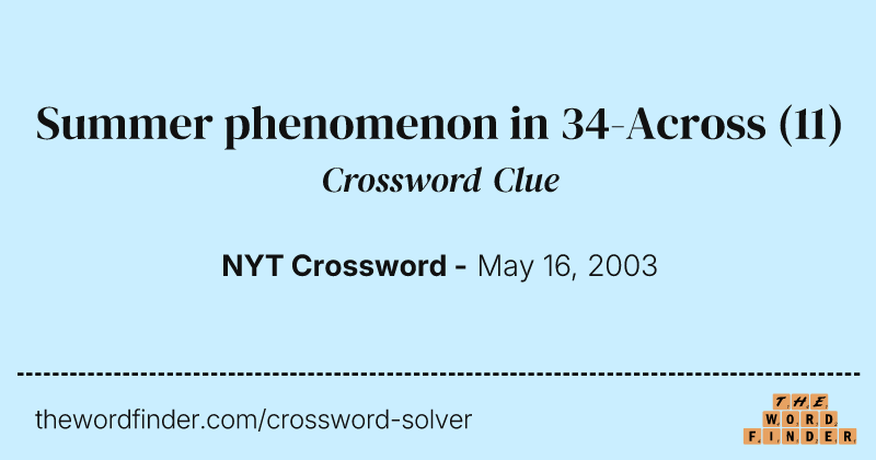 Summer phenomenon in 34-Across crossword clue image