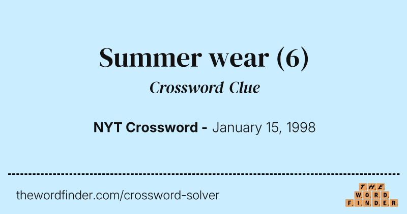 Summer wear crossword clue image