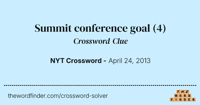 Summit conference goal crossword clue image