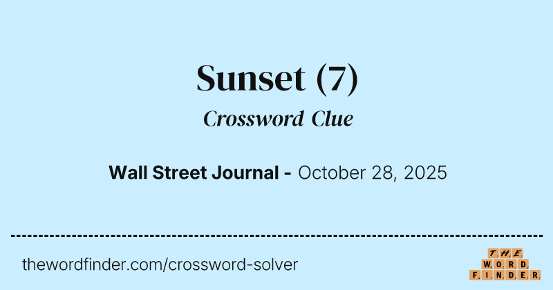 Sunset crossword clue image