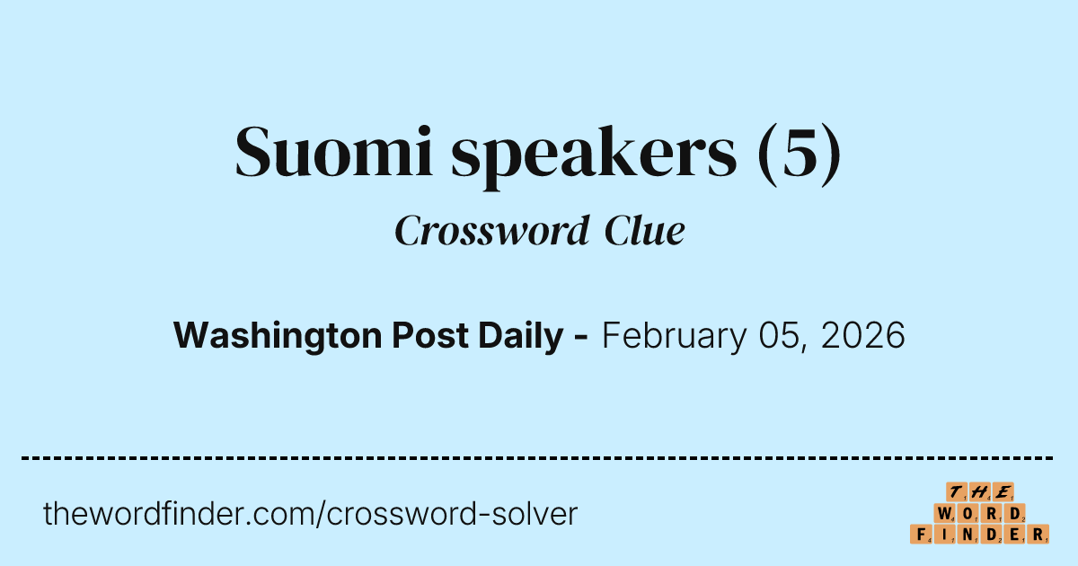 Suomi speakers — Crossword Clue