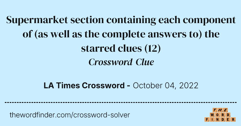 Supermarket section containing each component of (as well as the complete answers to) the starred clues crossword clue image