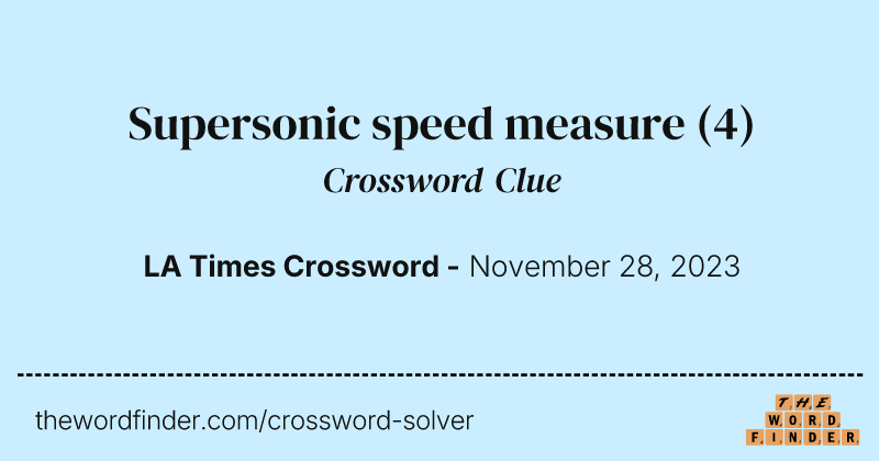 Supersonic speed measure crossword clue image
