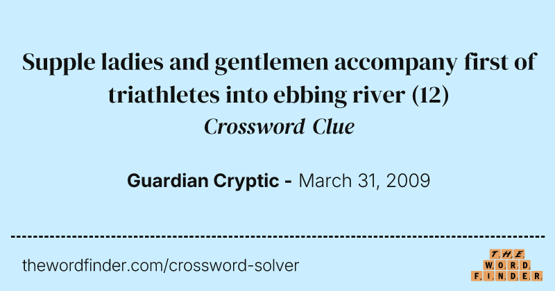 Supple ladies and gentlemen accompany first of triathletes into ebbing river crossword clue image