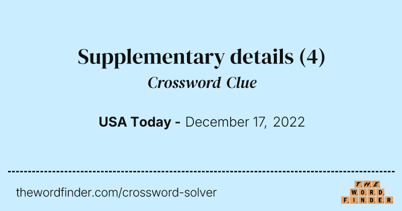 Supplementary details crossword clue image