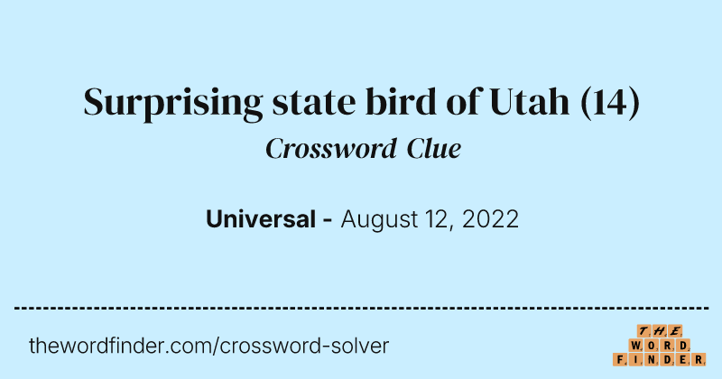 Surprising state bird of Utah crossword clue image