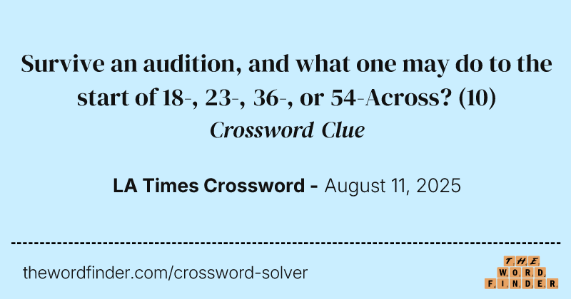 Survive an audition, and what one may do to the start of 18-, 23-, 36-, or 54-Across? crossword clue image