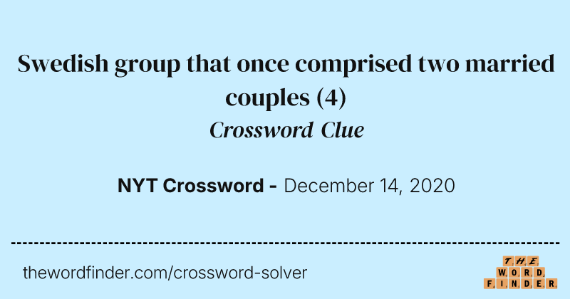 Swedish group that once comprised two married couples crossword clue image