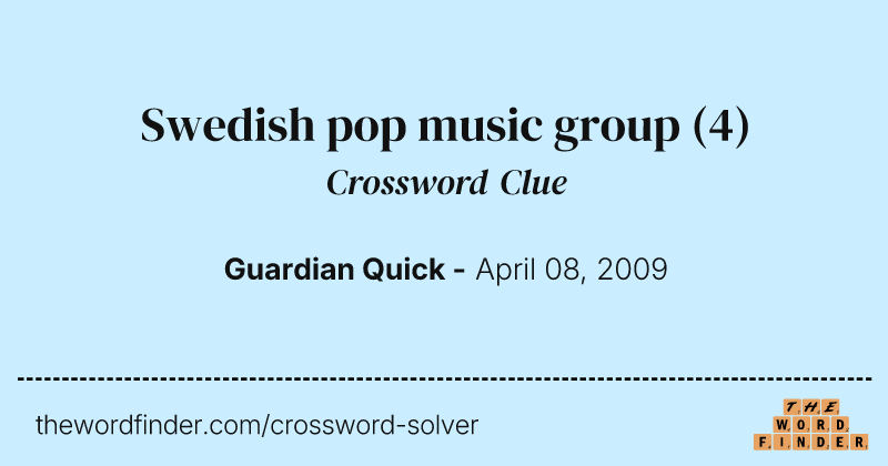 Swedish pop music group crossword clue image