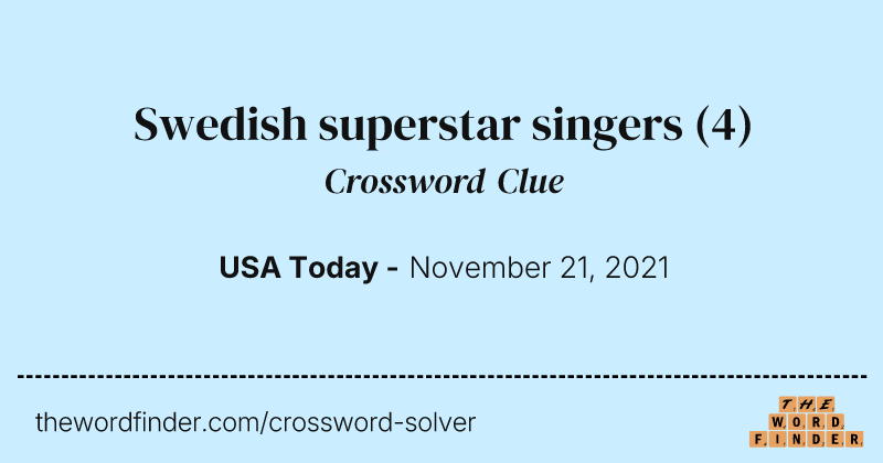 Swedish superstar singers crossword clue image