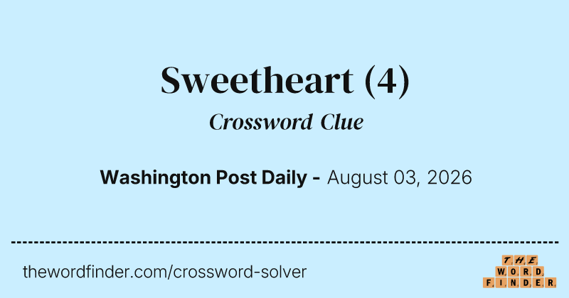 Sweetheart crossword clue image
