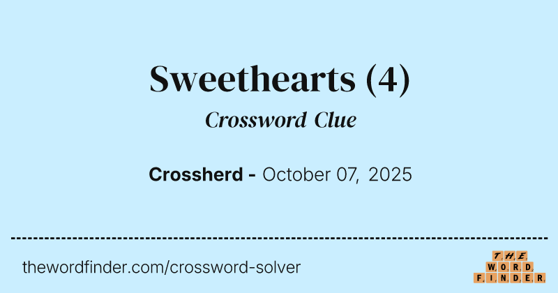 Sweethearts crossword clue image