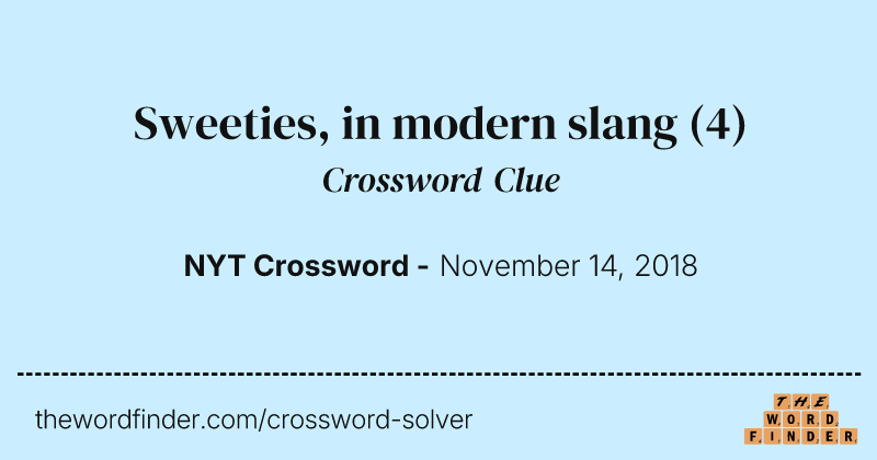 Sweeties, in modern slang crossword clue image