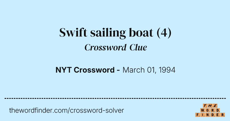Swift sailing boat crossword clue image