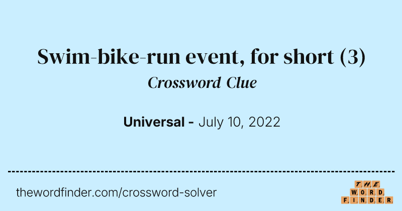 Swim-bike-run event, for short crossword clue image