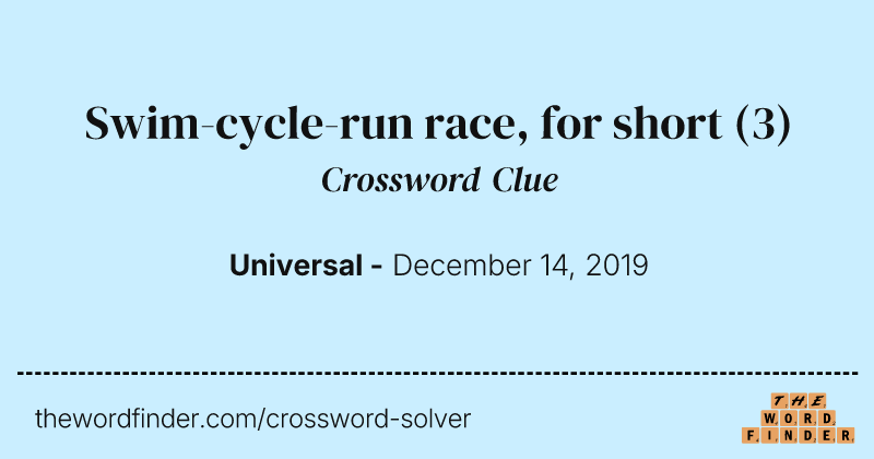 Swim-cycle-run race, for short crossword clue image