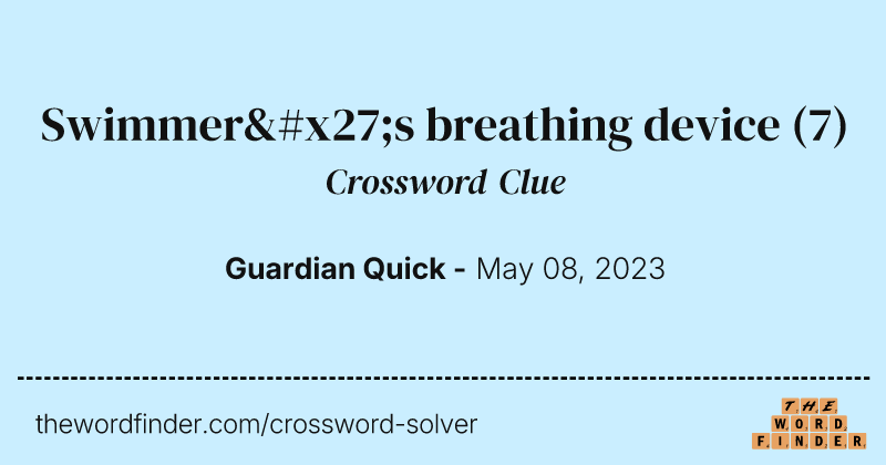 Swimmer's breathing device crossword clue image