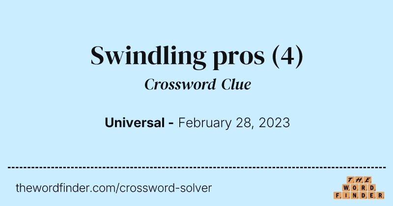 Swindling pros crossword clue image