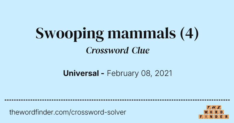 Swooping mammals crossword clue image