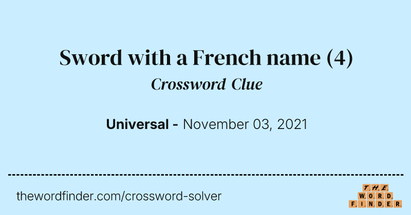 Sword with a French name crossword clue image