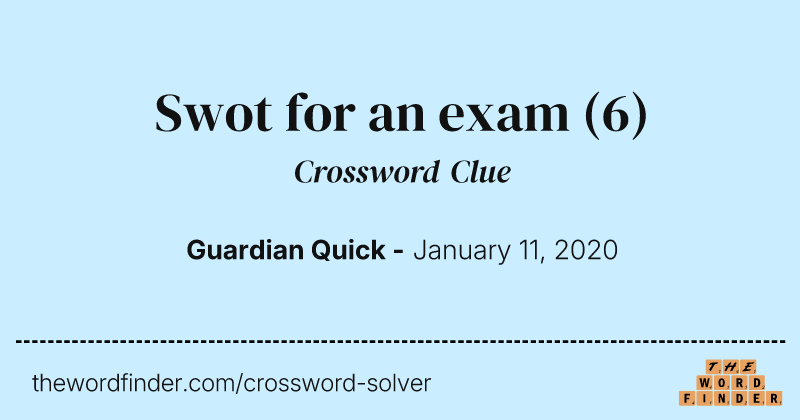 Swot for an exam crossword clue image