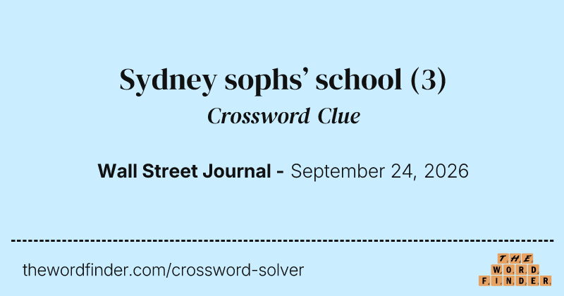 Sydney sophs’ school crossword clue image