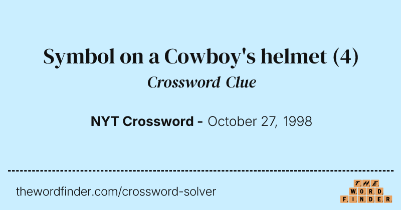 Symbol on a Cowboy's helmet crossword clue image