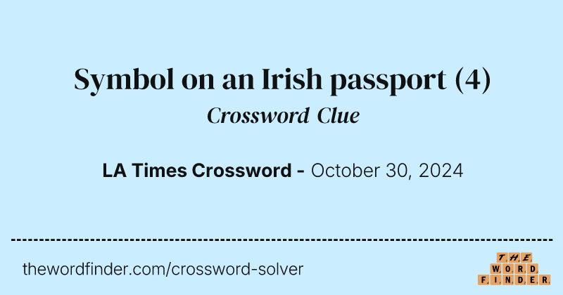Symbol on an Irish passport crossword clue image