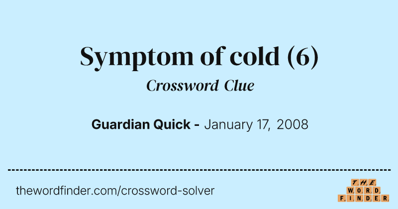 Symptom of cold crossword clue image