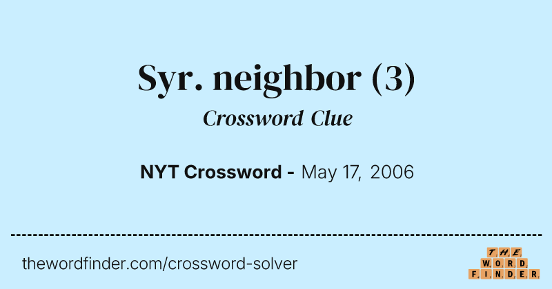 Syr. neighbor crossword clue image