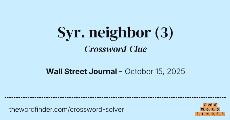 Syr. neighbor crossword clue image