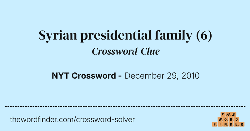 Syrian presidential family crossword clue image