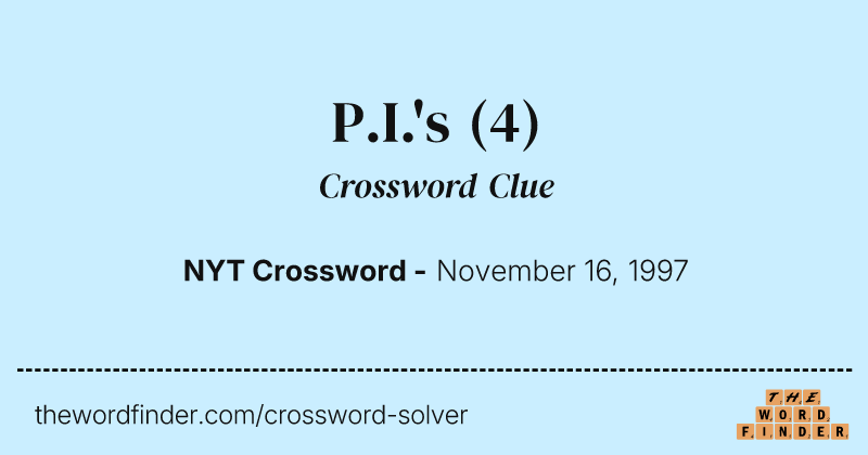 P.I.'s crossword clue image