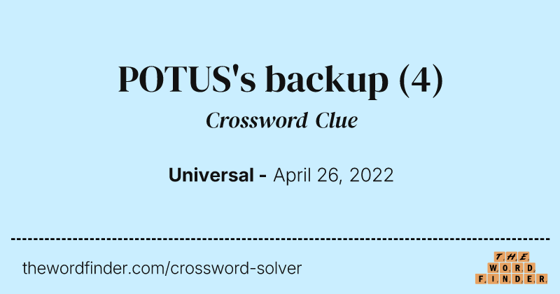 POTUS's backup crossword clue image