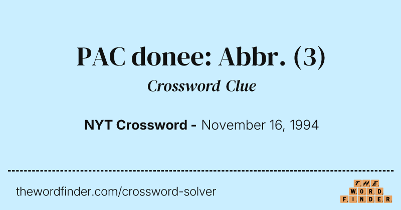 PAC donee: Abbr. crossword clue image